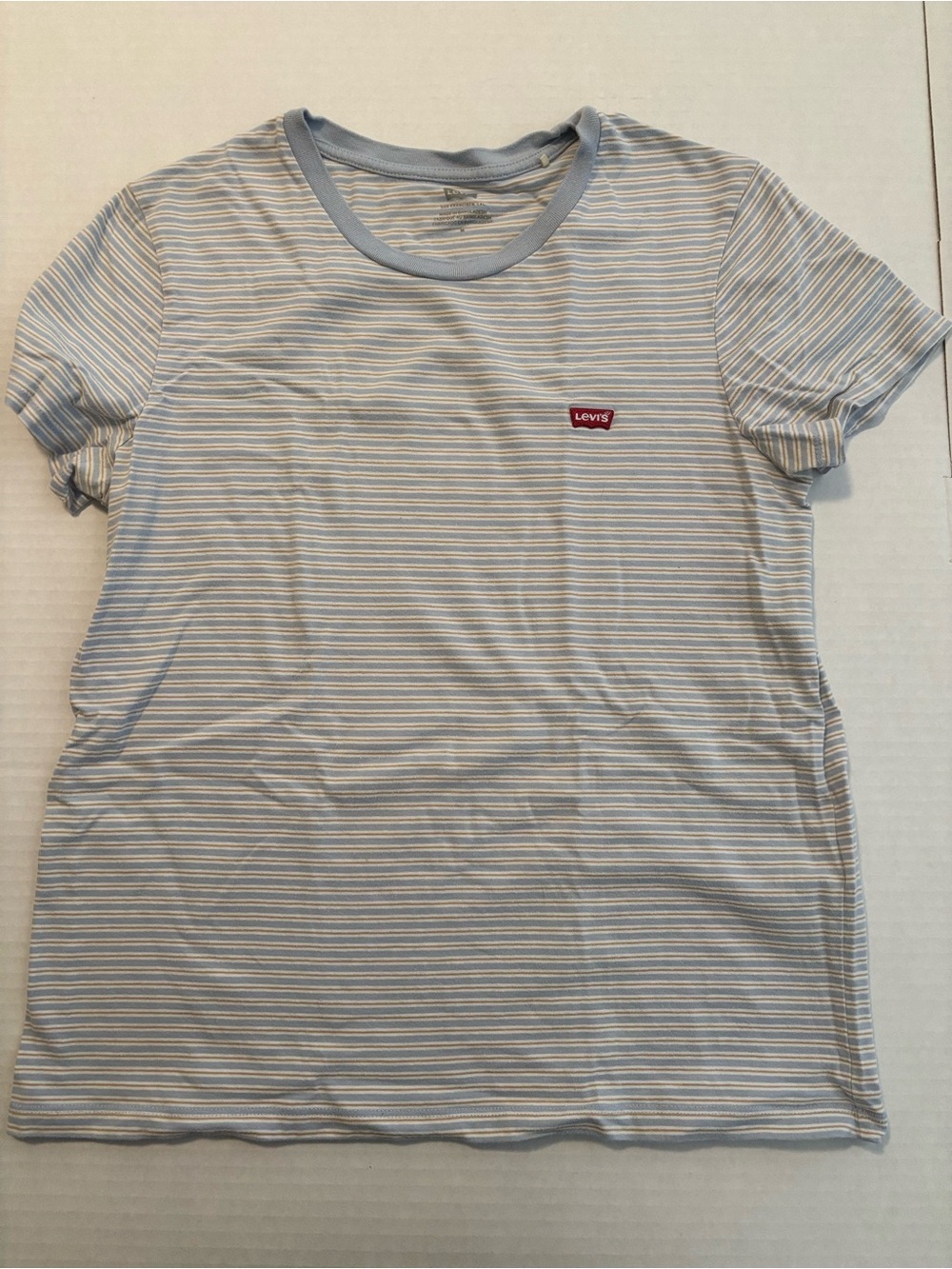 Levi's Blue and White Striped Short Sleeve Tee